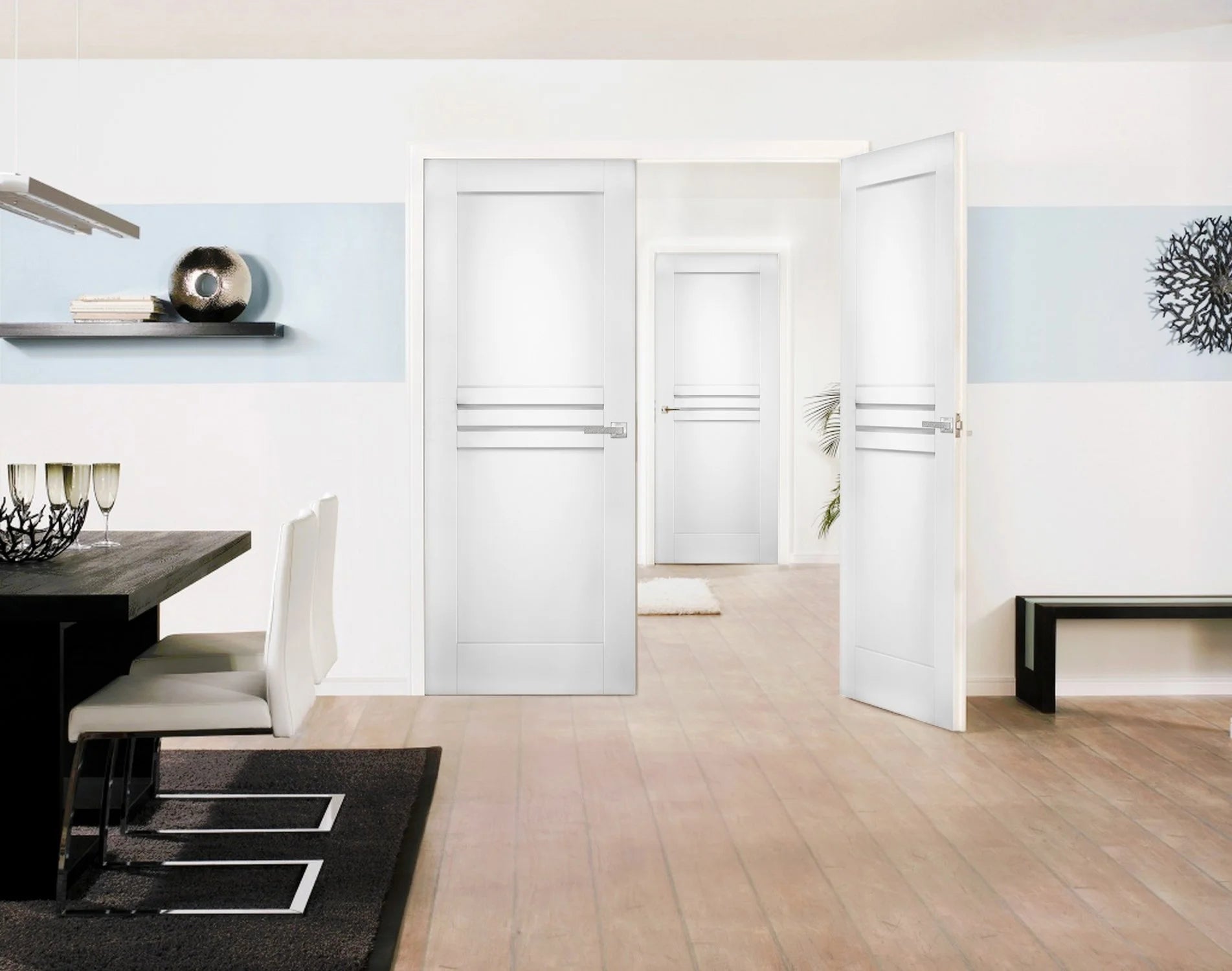 White Solid Wood Double Doors 48 x 96 inches O6677