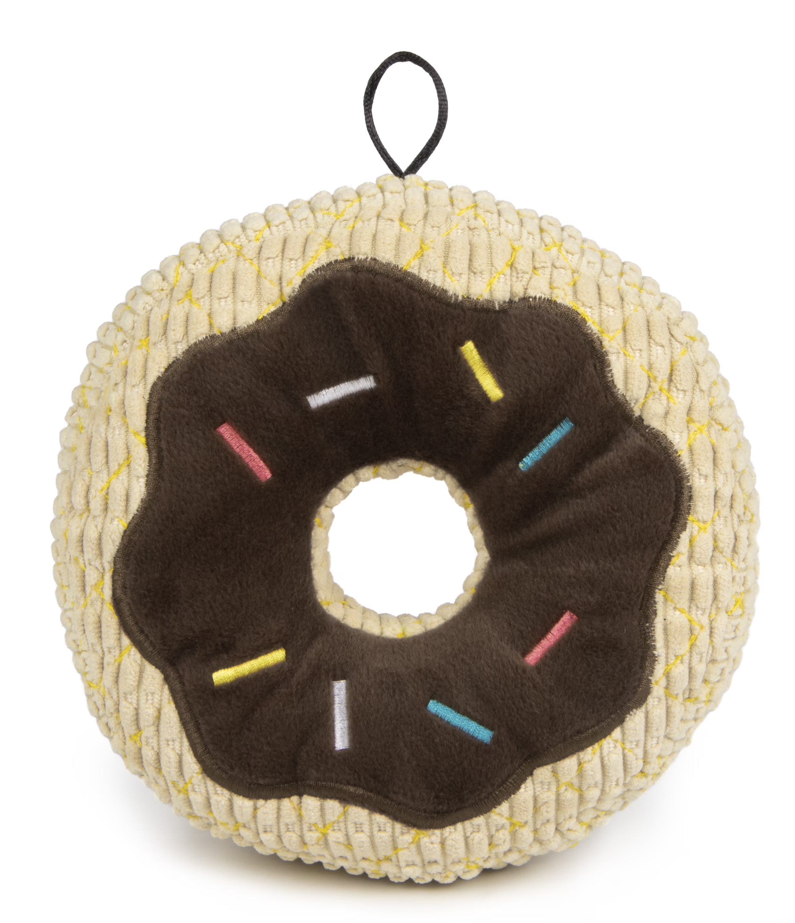 Chocolate Donut Durable Plush Squeaker Dog Toy, Brown, Large T438