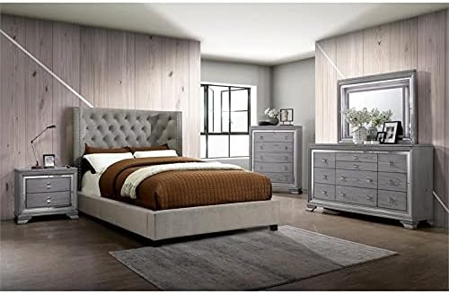 Light Gray 2-Drawer Solid Wood Nightstand U98426