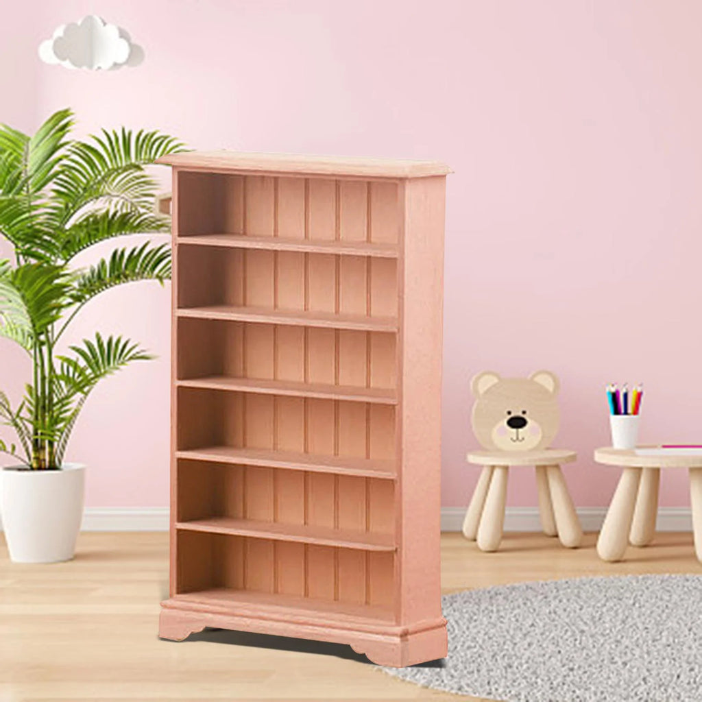 Dollhouse Miniature Wooden Bookcase Display Shelf X8996