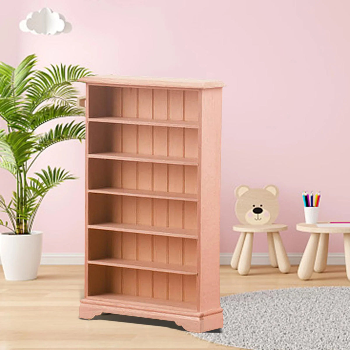 Dollhouse Miniature Wooden Bookcase Display Shelf X8996
