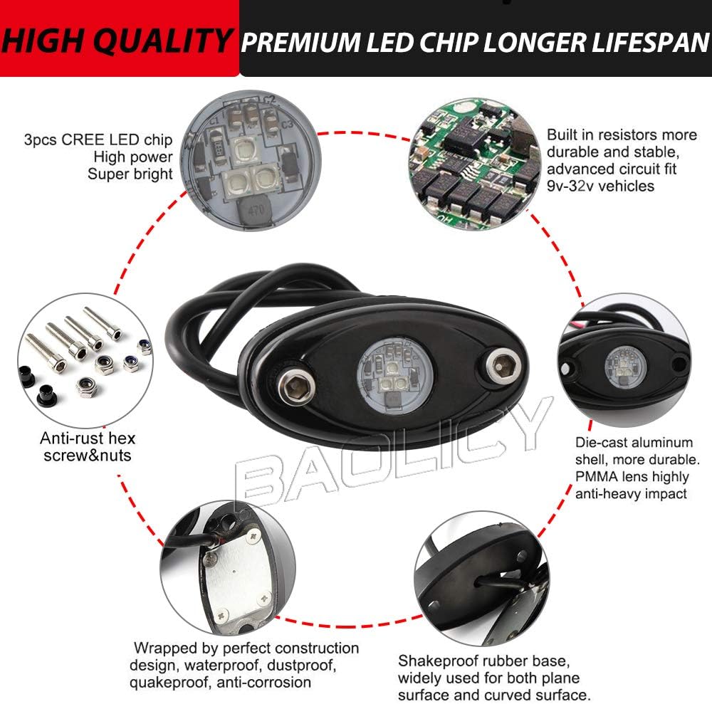 White 20Pods LED Rock Lights Waterproof Underbody Glow Lamps I54054