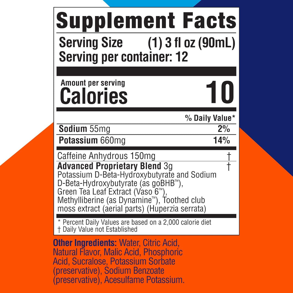 Keto Energy Shot Exogenous Ketones Preworkout Drink 12-Pack Cherry Limeade L610504