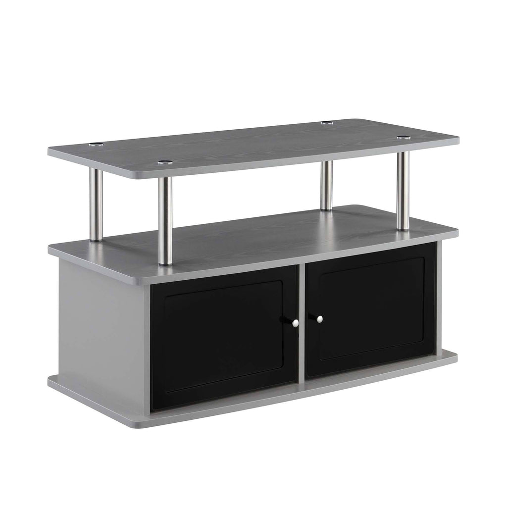 Gray TV Stand with 2 Storage Cabinets and Shelf V850