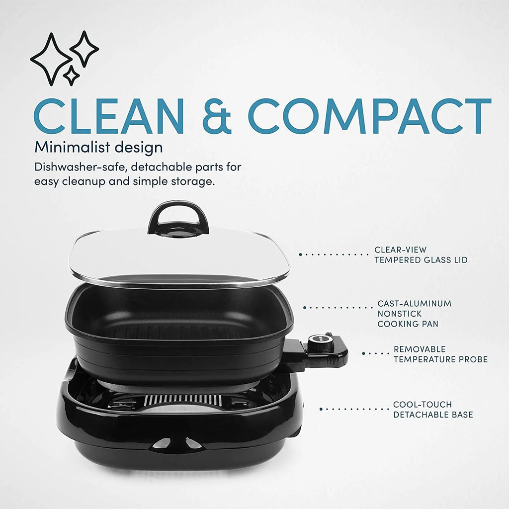 Black 4Qt. 3-in-1 Cool-Touch Electric Indoor Grill M7797