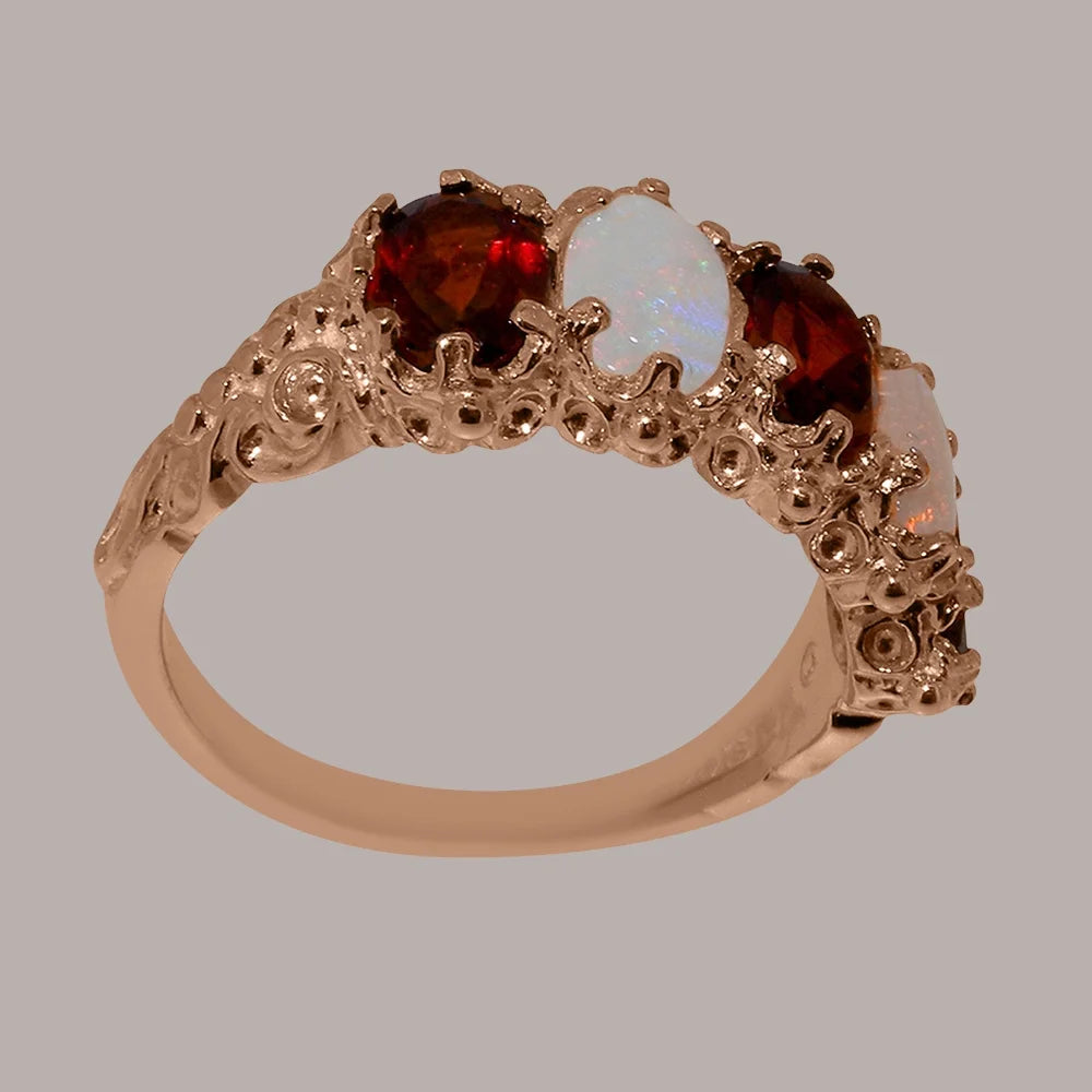 14k Rose Gold Natural Garnet & Opal Eternity Ring B7523