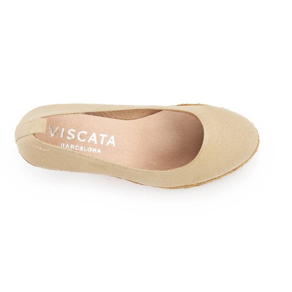 Beige Espadrille Wedge Pumps Q290