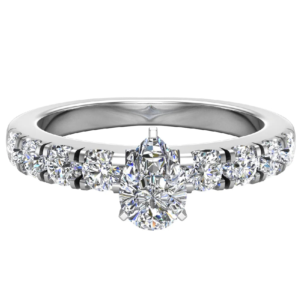 14K White Gold Pear Cut Solitaire Diamond Ring 1.10 Carat A598833