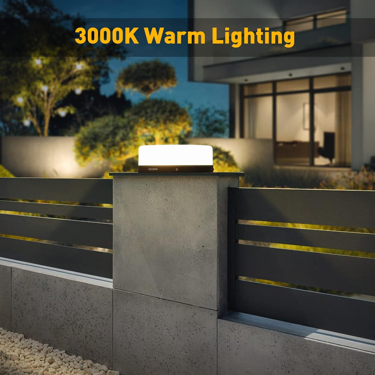 Outdoor Solar Post Cap Light, Modern LED Warm Light P37573