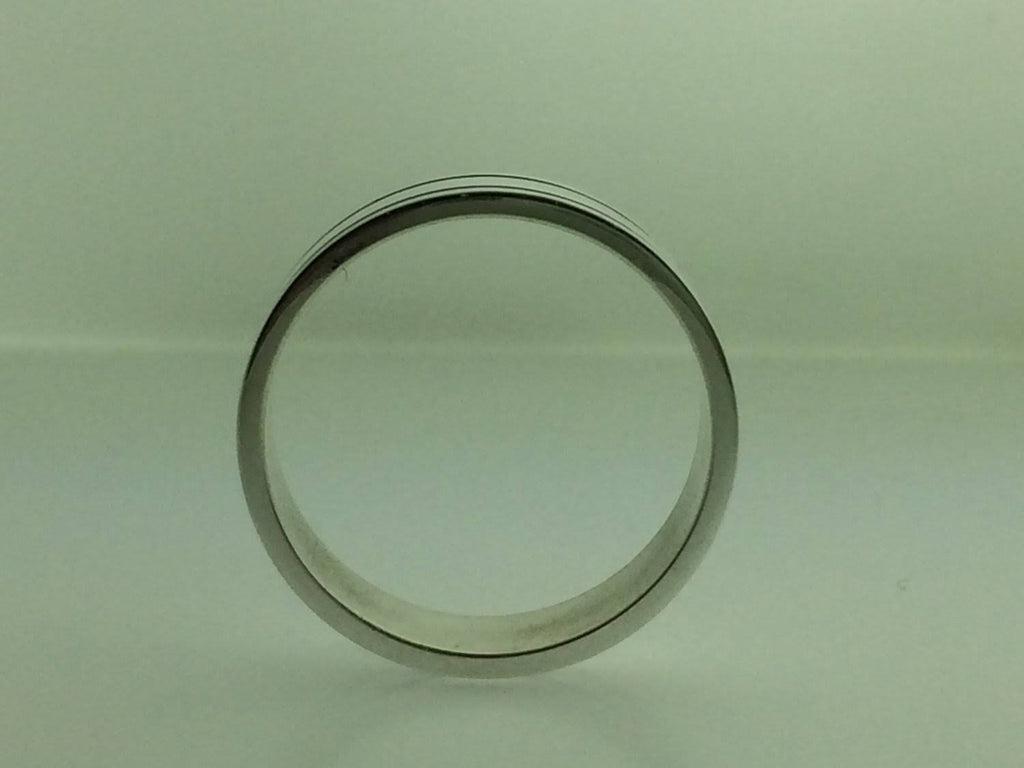 Polished Sterling Silver 6mm Double Black Groove Wedding Band 6.5 X3058