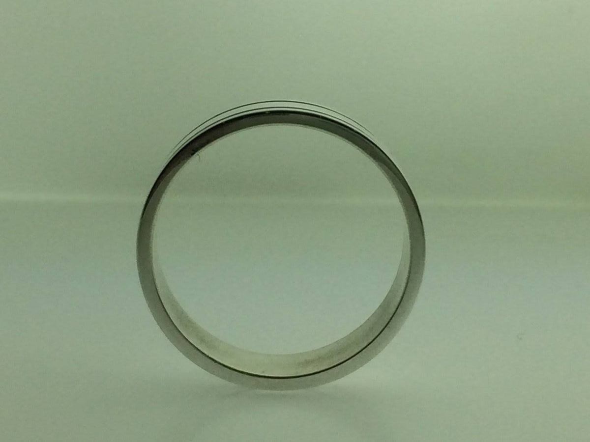 Polished Sterling Silver 6mm Double Black Groove Wedding Band 6.5 X3058