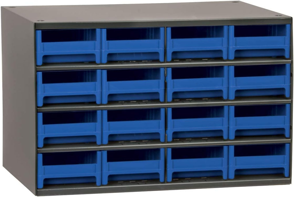 16-Drawer Steel Parts Craft Storage Cabinet Hardware Organizer, Gray, Black J693