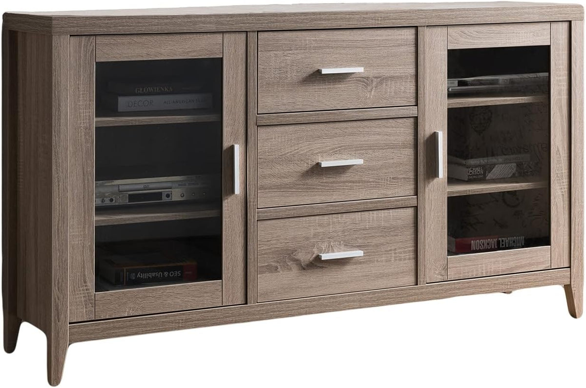 Dark Taupe TV Stand Buffet Console Cabinet with 3 Drawers S1064