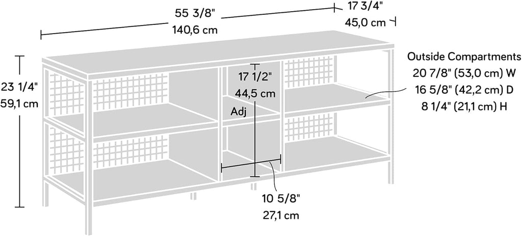 Credenza for TVs up to 60", Rich Walnut Finish W762