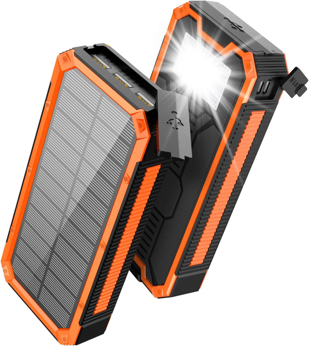 Orange 30000mAh Solar Power Bank with USB Type C, Pack of 2 N1976