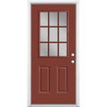 36 in. x 80 in. 9 Lite Left Hand Inswing Painted Steel Prehung Front Exterior Door with Brickmold T30816