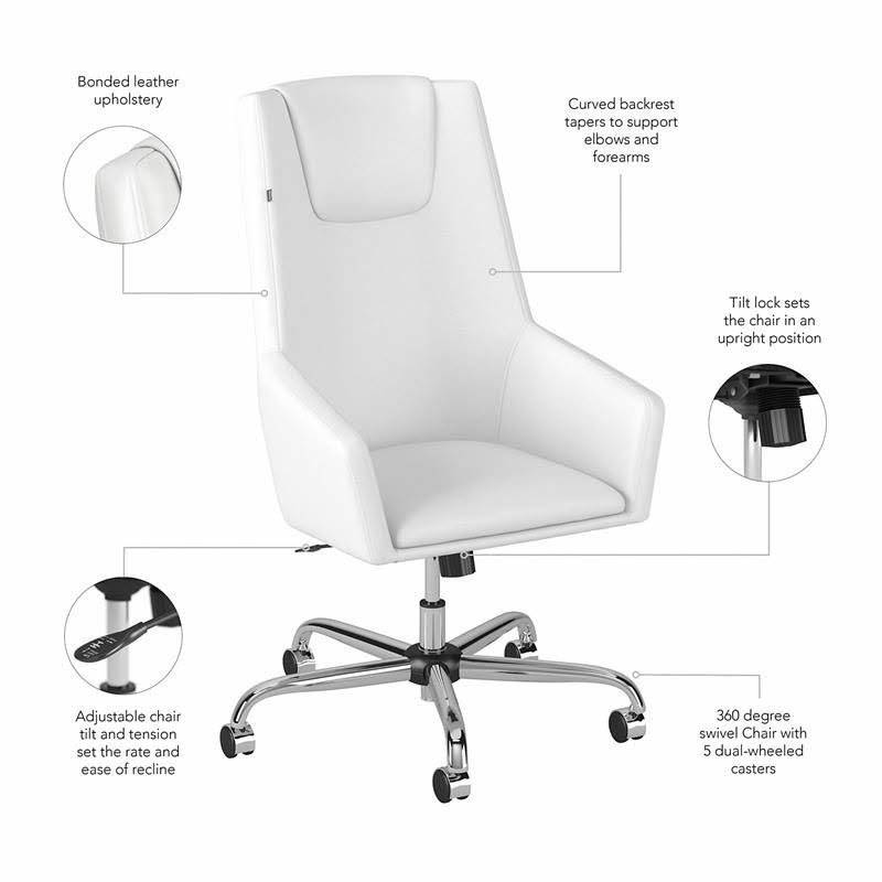 White High Back Leather Box Chair Y467