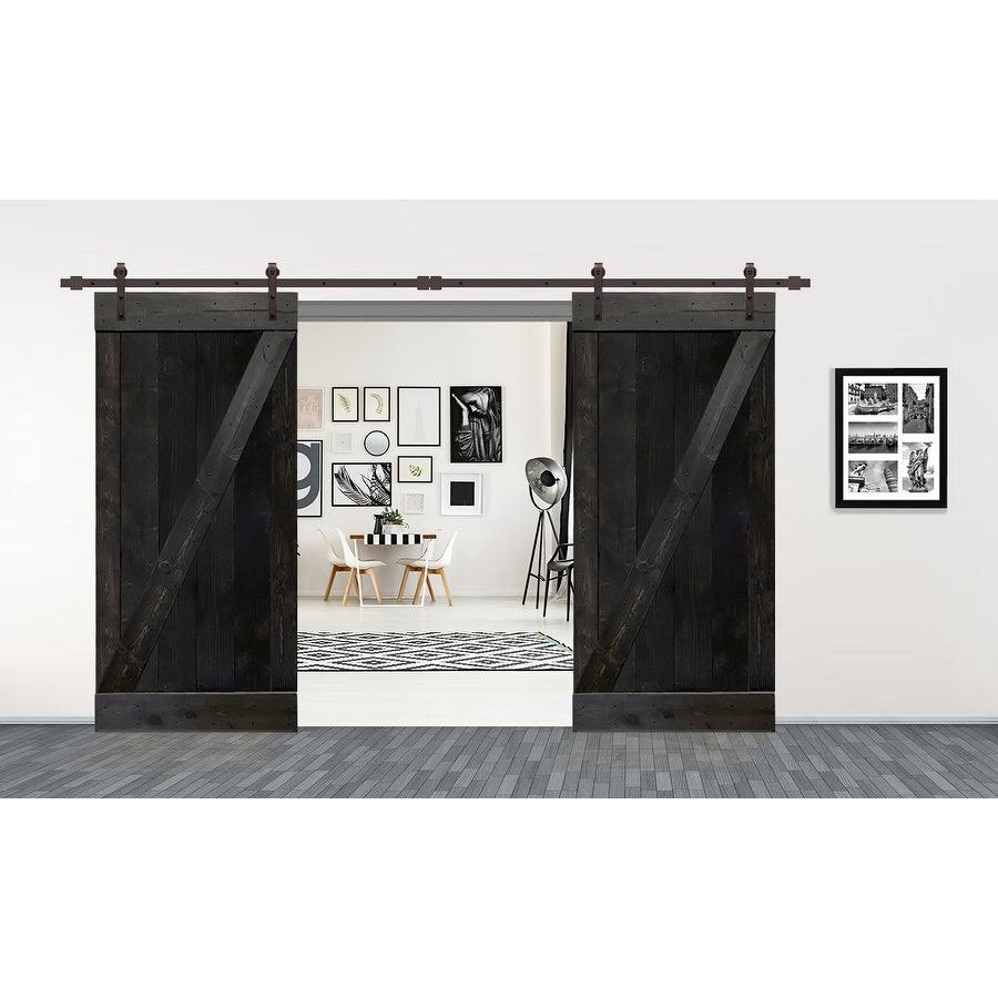 Charcoal Black Double Barn Door with Hardware Kit 48 x 84 L64309