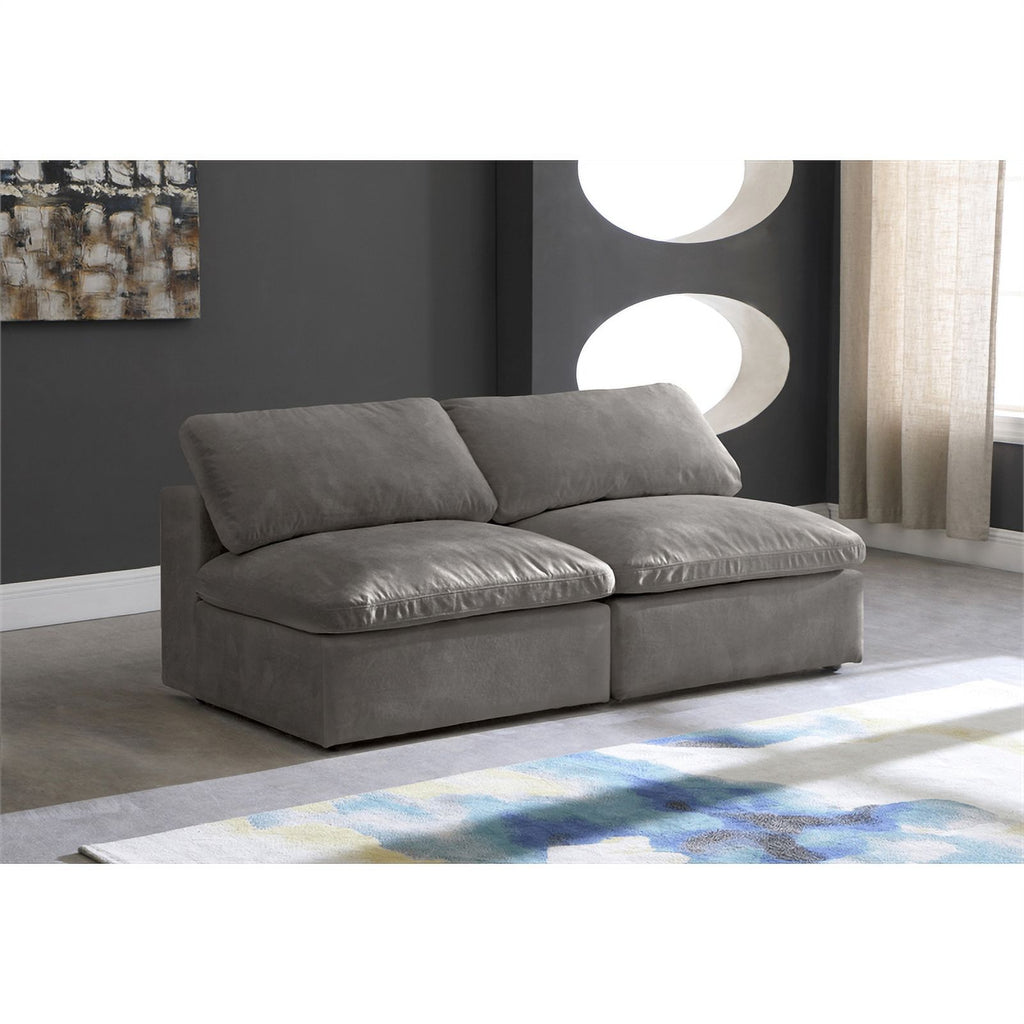 Gray Velvet Modular 2 Piece Armless Loveseat T802051
