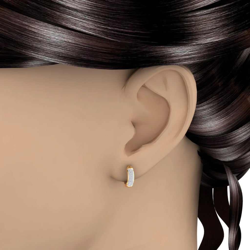 10K Yellow Gold Diamond Huggies Hoop Earrings J95380