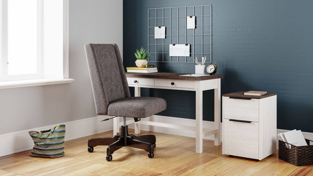 Two-Tone Desk, File Cabinet & Swivel Desk Chair D13744