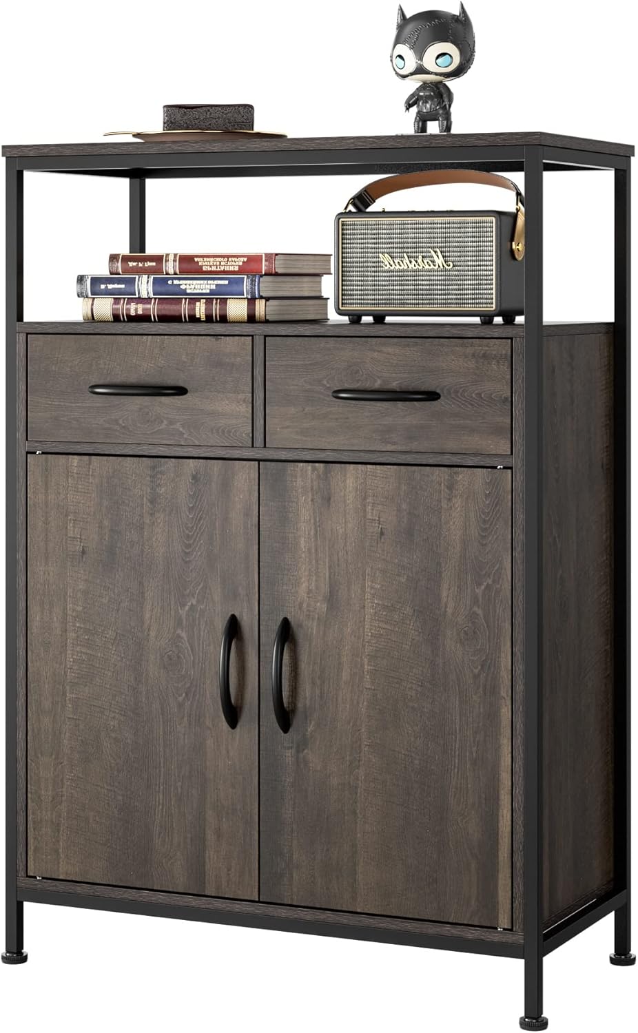 Industrial Storage Cabinet with Fabric Drawers and Shelves J1680
