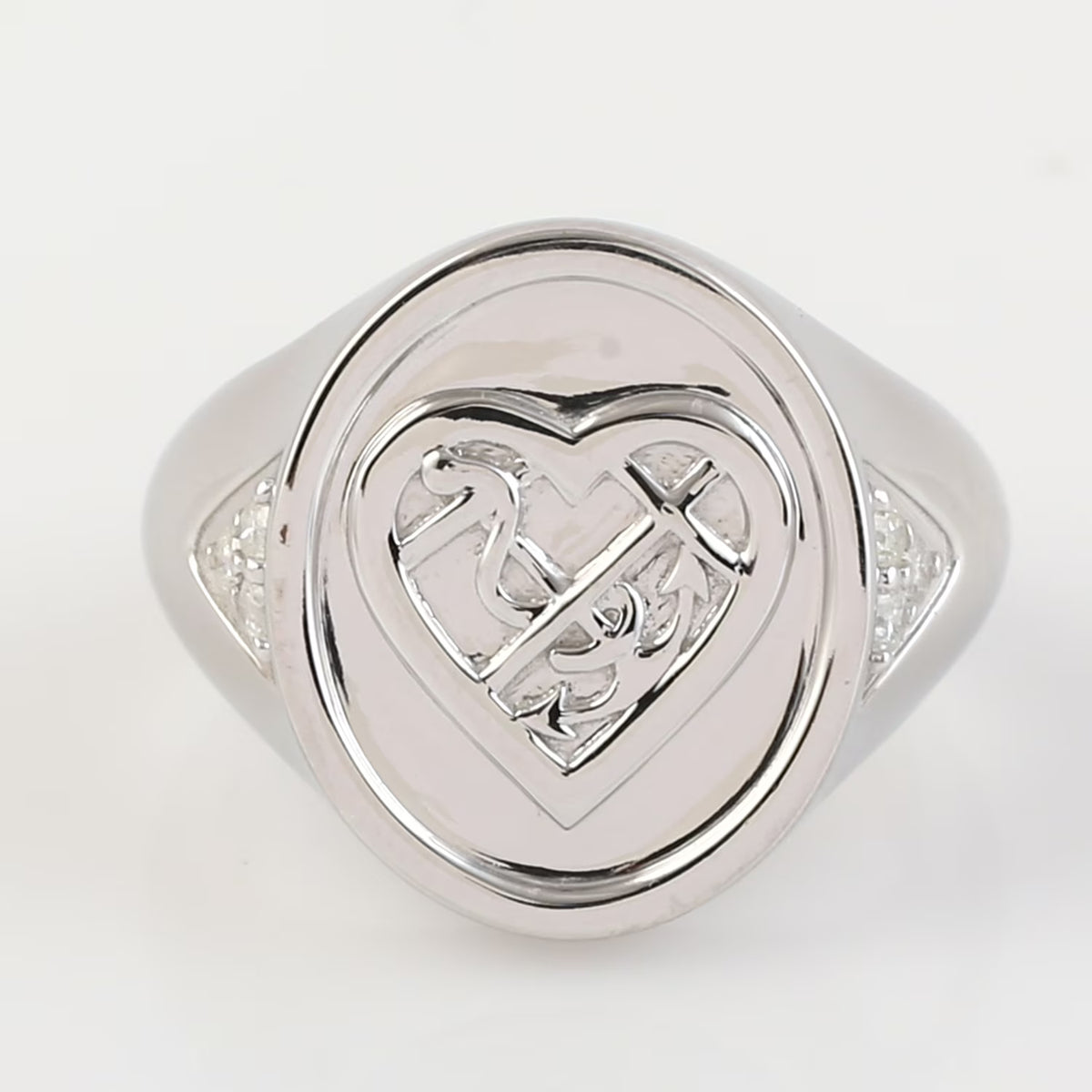 Round White CZ Heart Ring 925 Sterling Silver V8425