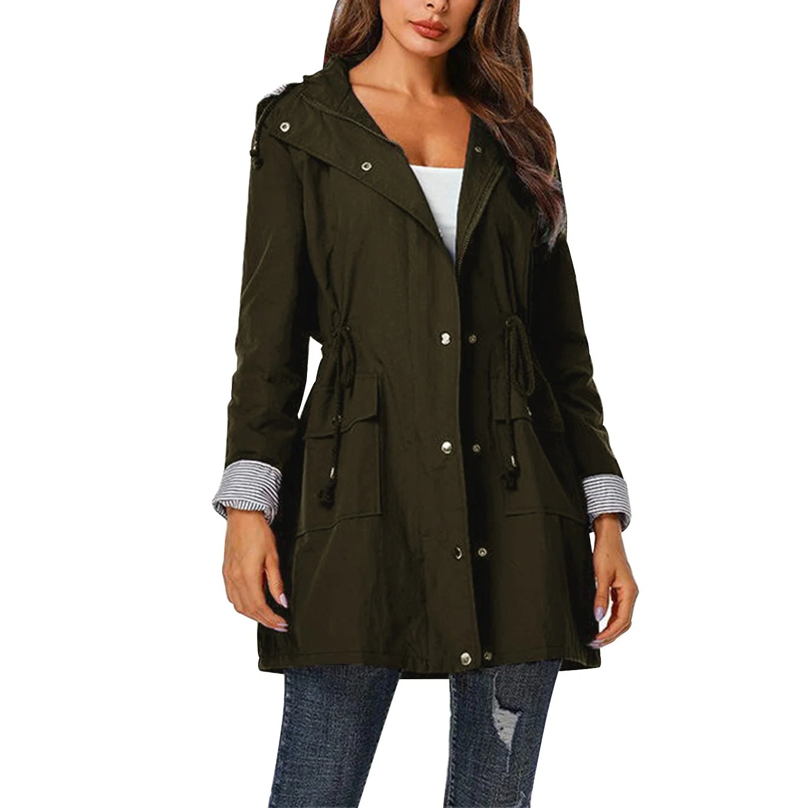 Solid Color Hardshell Jacket Windbreaker Coat E47602