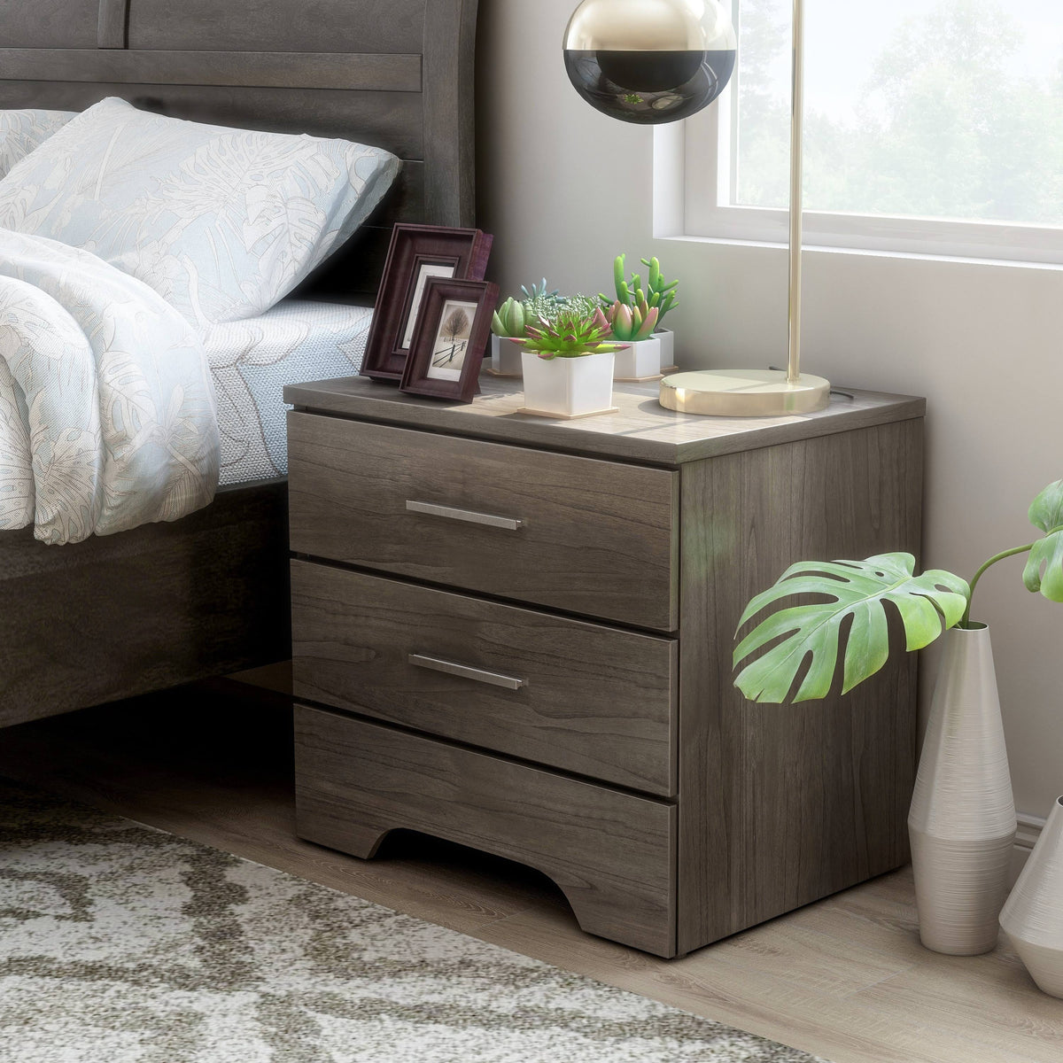 Rustic Grey 2-Drawer Nightstand S29970
