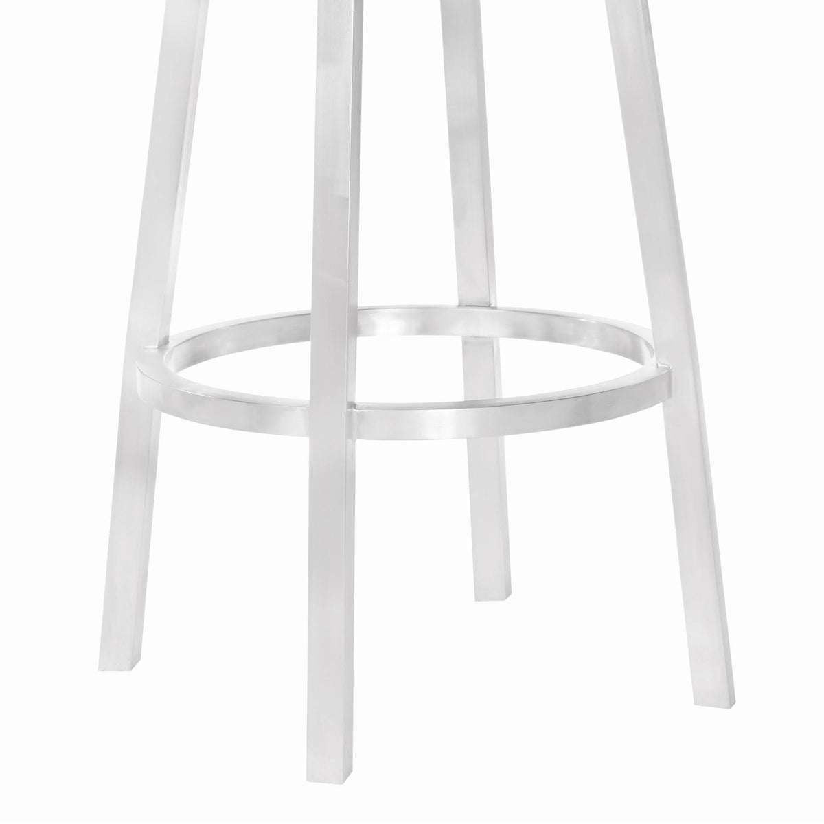 Bar Height Barstool in Brushed Stainless Steel and Vintage Grey Faux Leather E327