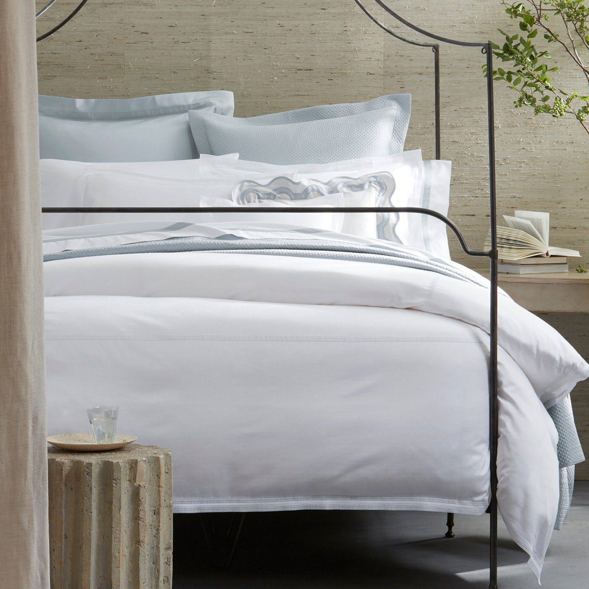 Hazy Blue Full/Queen Cotton Sateen Flat Sheet V704