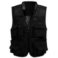 Black XL Mesh 16 Pockets Fishing Hiking Vest F5241