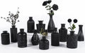 Set of 12 Green Black Glass Bud Vases Q503