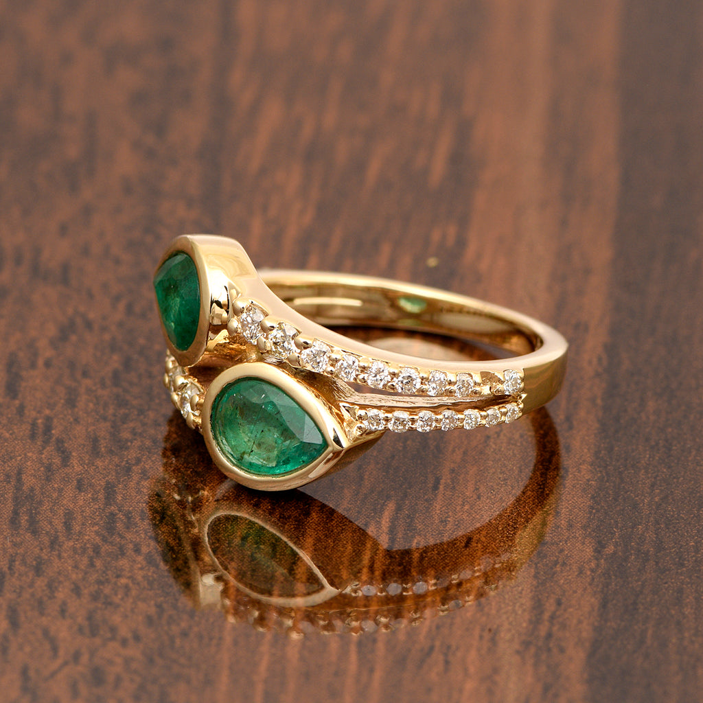 14K Solid Gold Pear Shaped White Diamond Halo Ring R78598