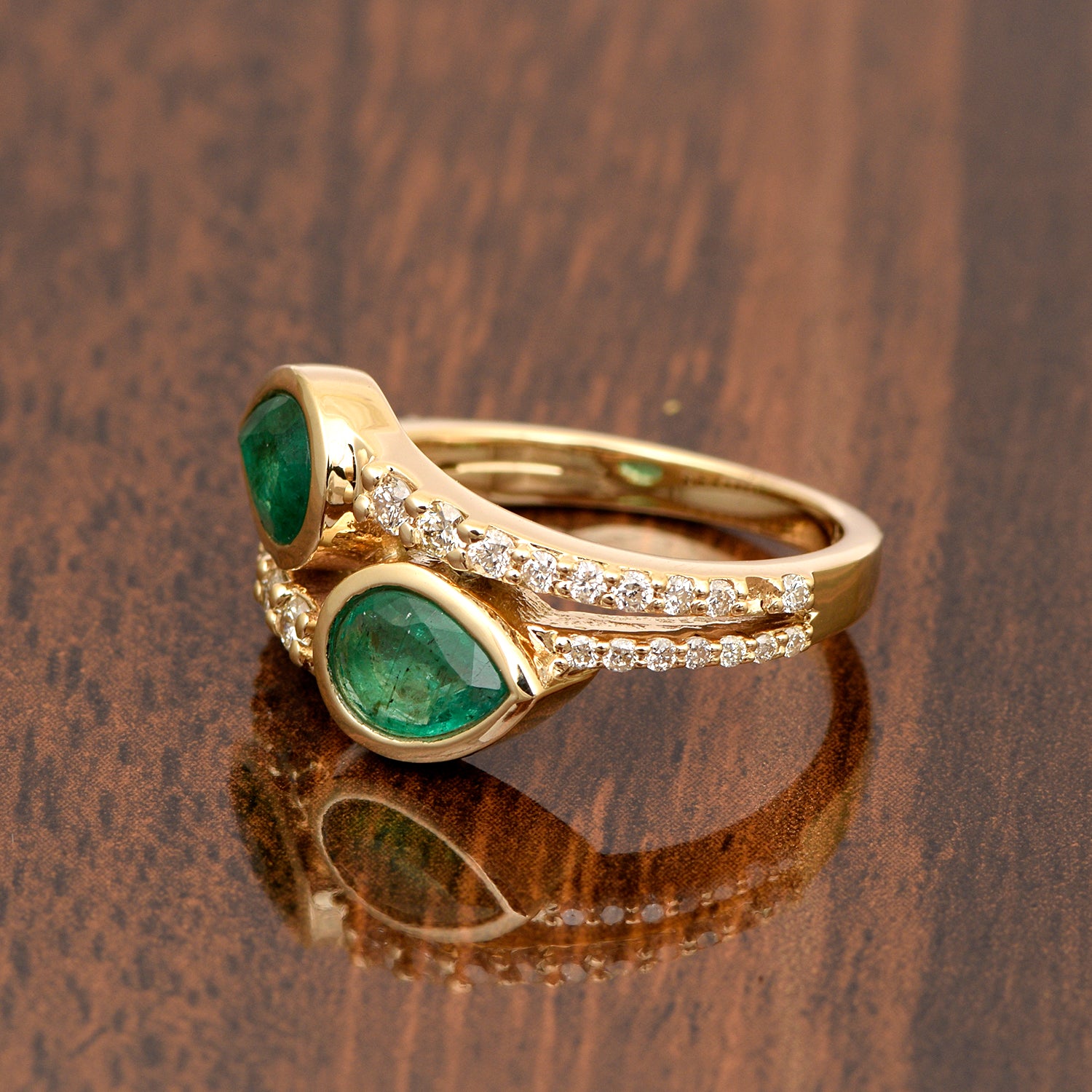 14K Solid Gold Pear Shaped White Diamond Halo Ring R78598