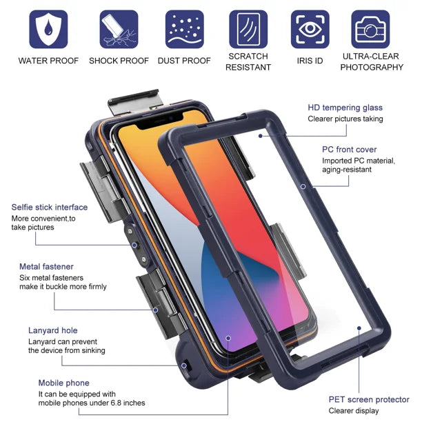Waterproof Protective Case for Phones Up to 6.9 Inch with Lanyard T44953