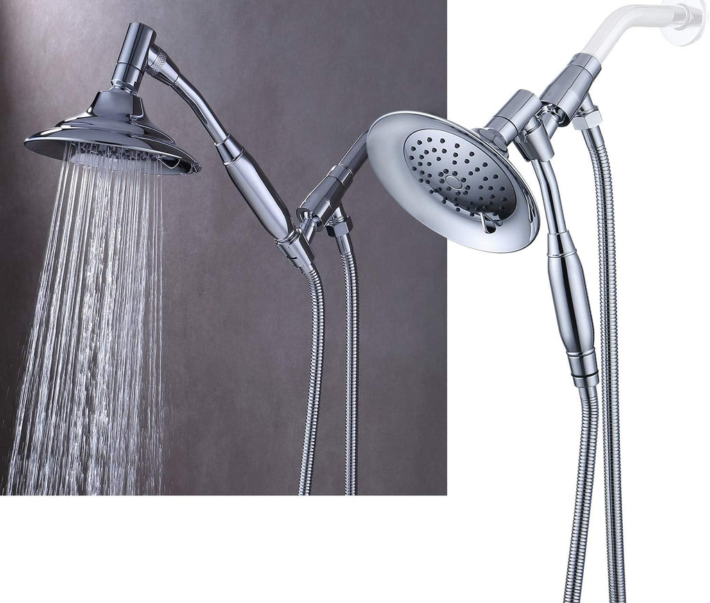 Double Height Positioning Shower Head, Handheld Spray, Metal Bracket Holder, Stainless Steel Flexible Hose (Brushed Nickel) Pack of 2 W85804