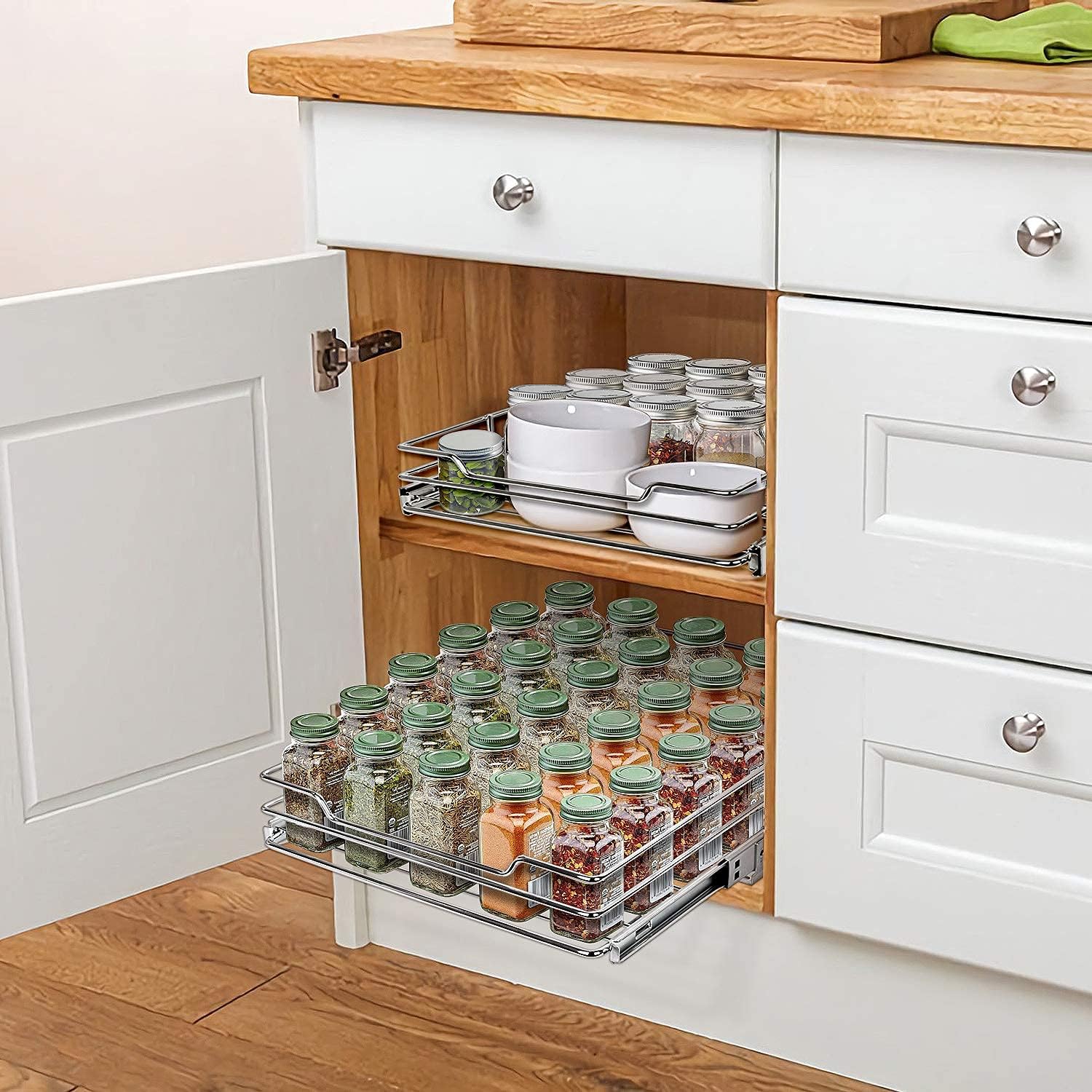 Pull Out Cabinet Organizer, Heavy Duty Slide Out Pantry Shelves Sliding Drawer Storage, 12.44 W x 16.54 D V373632
