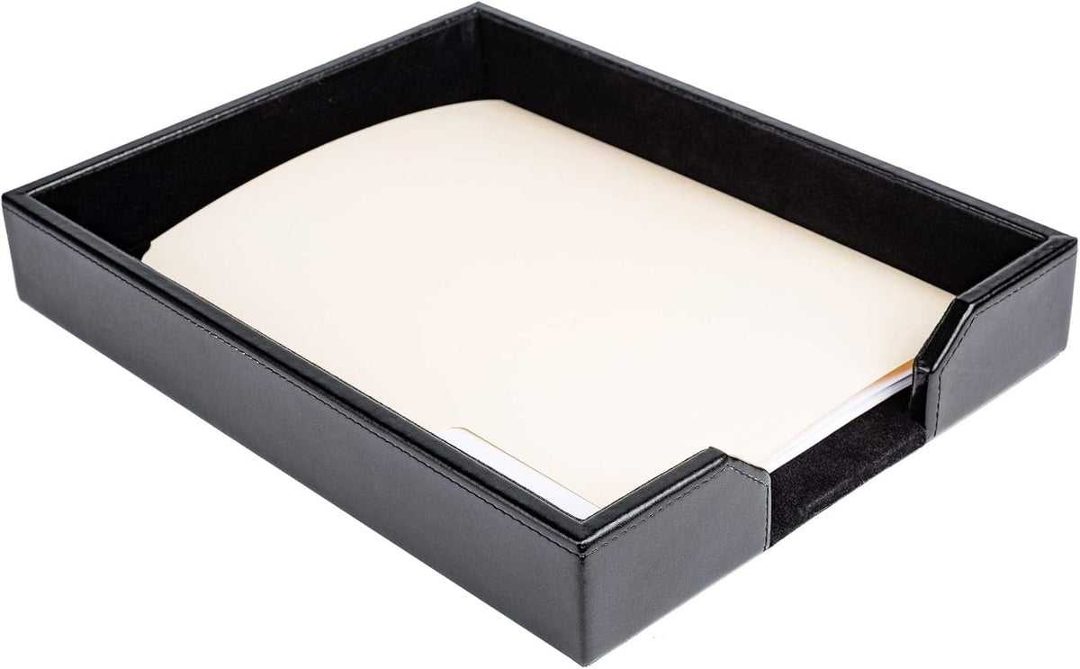 Black Bonded Leather Letter Tray F98416