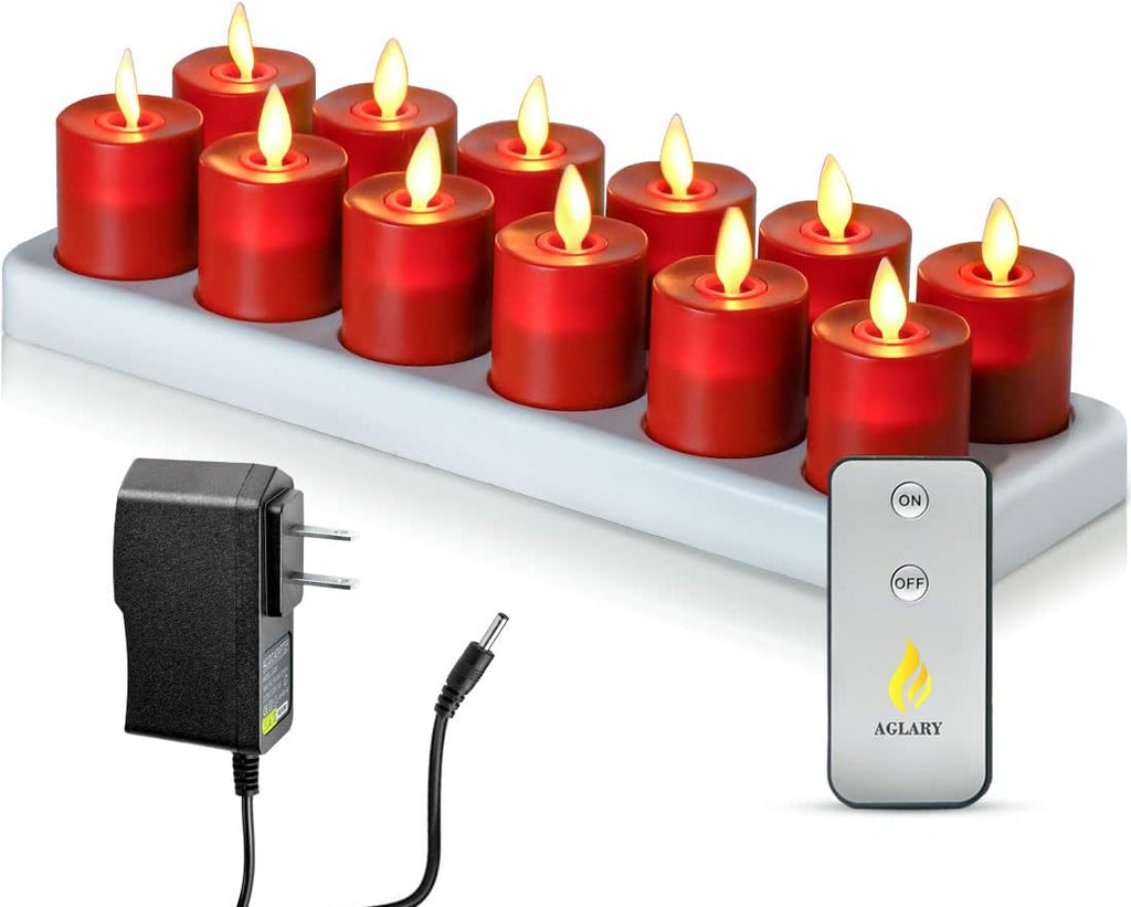 Flameless Rechargeable LED Tealight Candle Set of 12 with Remote Control, Ivory E786760