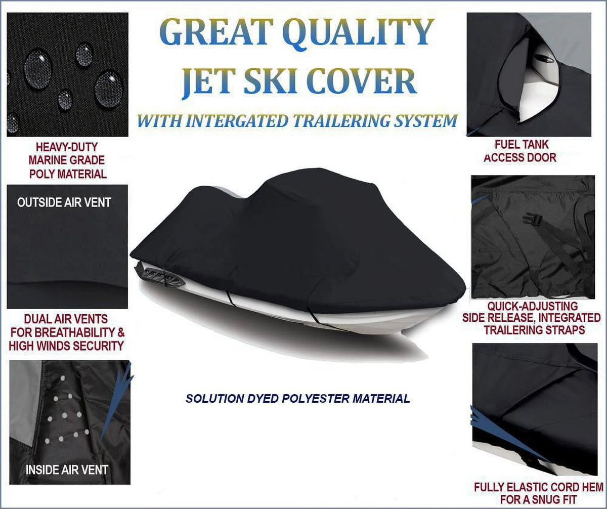 Black 600 Denier Jet Ski Cover 1-2 Seater V365