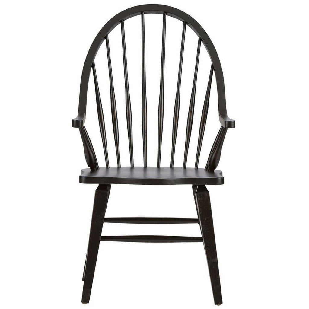 2 Piece Black Wood Dining Arm Chair Set E908321