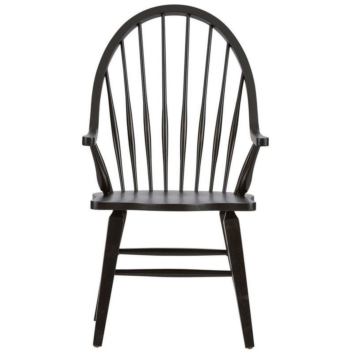 2 Piece Black Wood Dining Arm Chair Set E908321