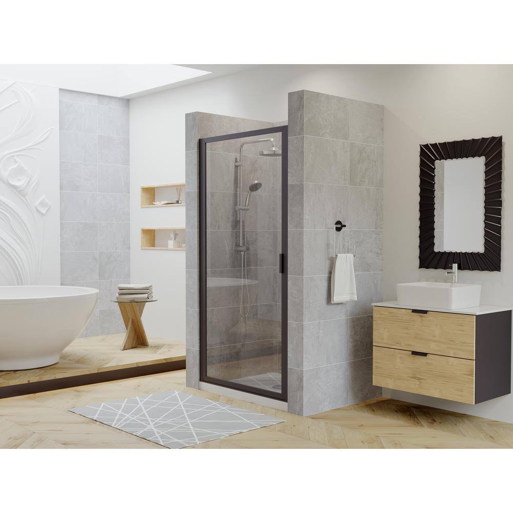 29 inch x 82 inch Framed Continuous Hinge Shower Door, Black T45457