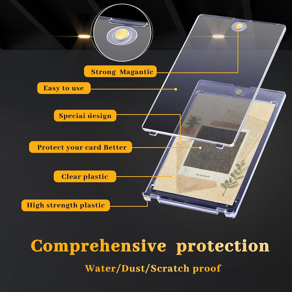 20 Pieces Magnetic Card Holders with 10 Packs Clear Acrylic Stands 35 Pt Clear Trading Cards Cases Protectors L425