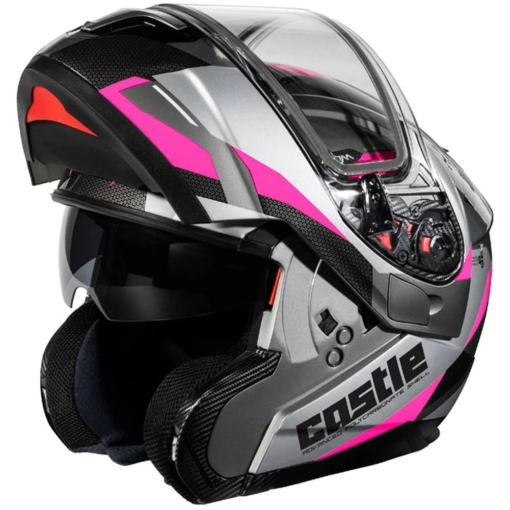 Pink Modular Snow Helmet with Electric Shield S432