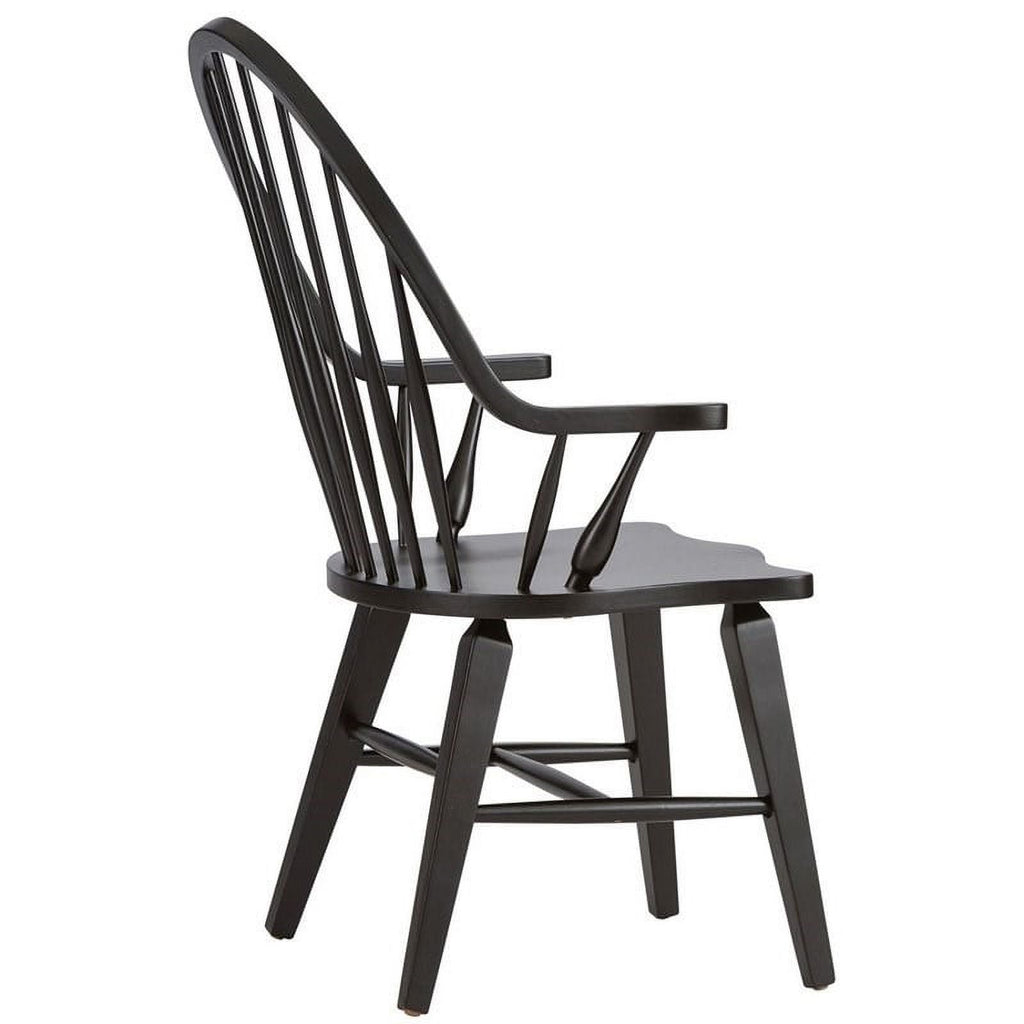 2 Piece Black Wood Dining Arm Chair Set E908321