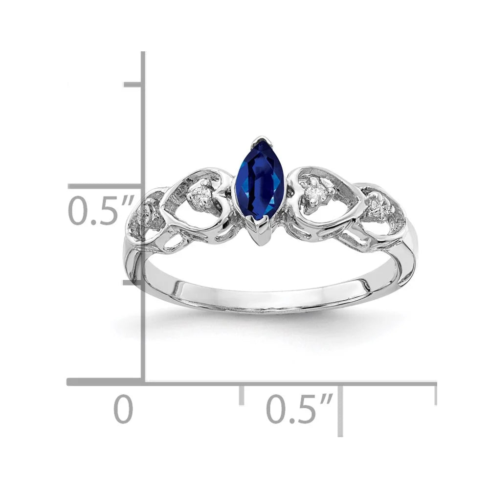 14 Karat White Gold Marquise Sapphire and Diamond Ring Q72229