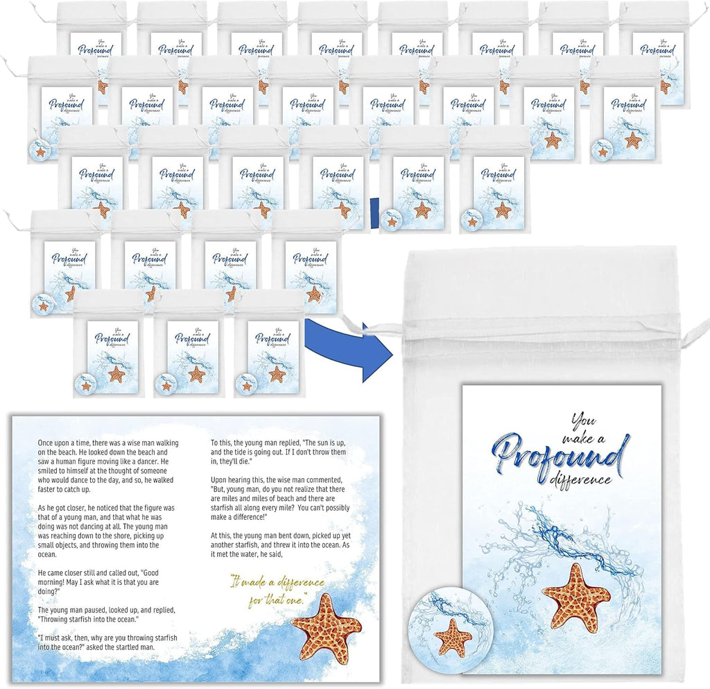 Starfish Story Cards with Matching Starfish Gifts, Pull-String Bags and Blue Splash Starfish - 90 Pieces W306895