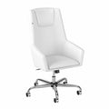 White High Back Leather Box Chair Y467